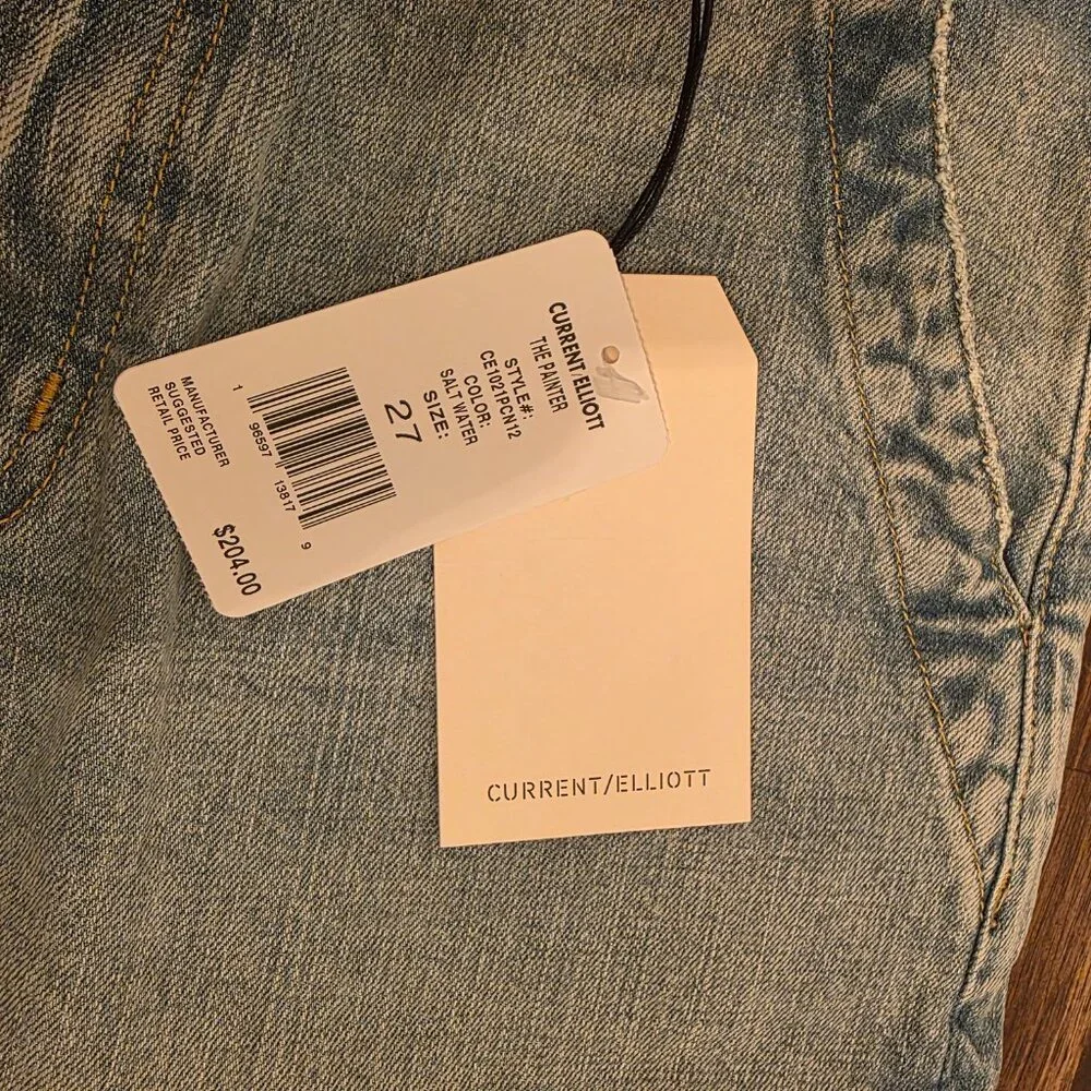 Current/Elliott The Painter Jeans 27 Salt Water Wide Leg Carpenter CE1021 NWT - Picture 2 of 11